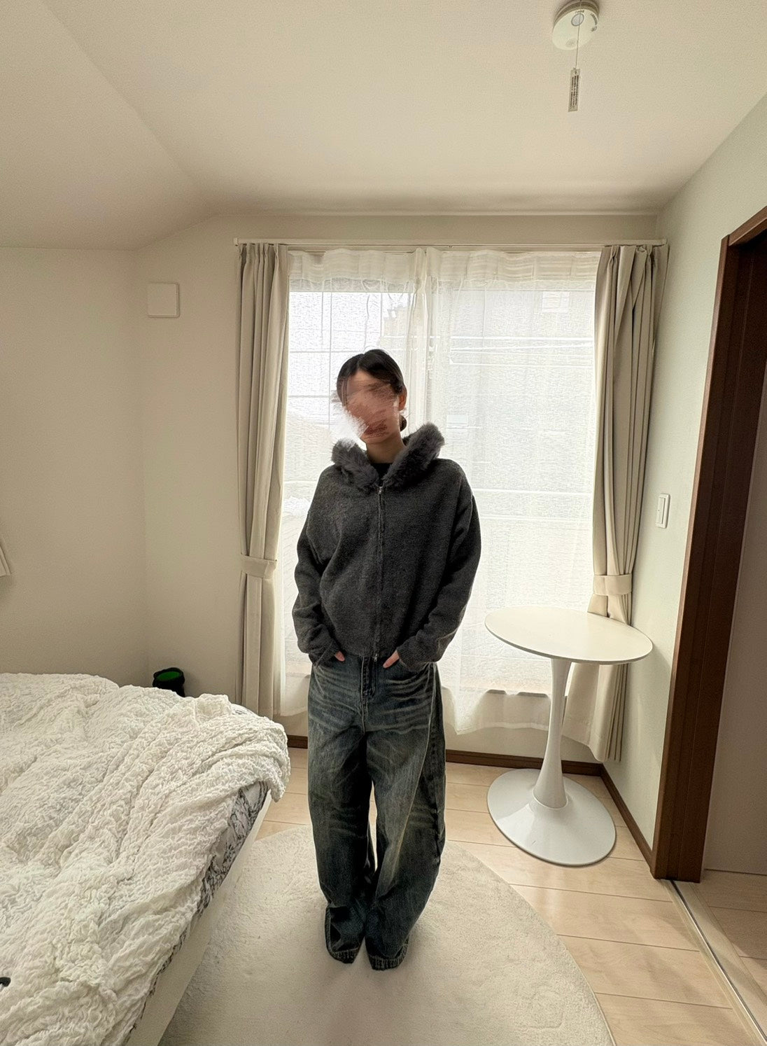 ウォッシュドデニム カーブワイドパンツ　CHP-005