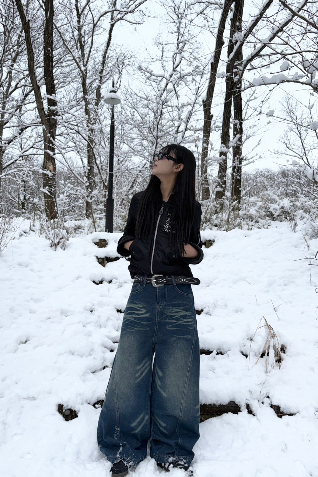 ヴィンテージ加工バギーデニム LO-011