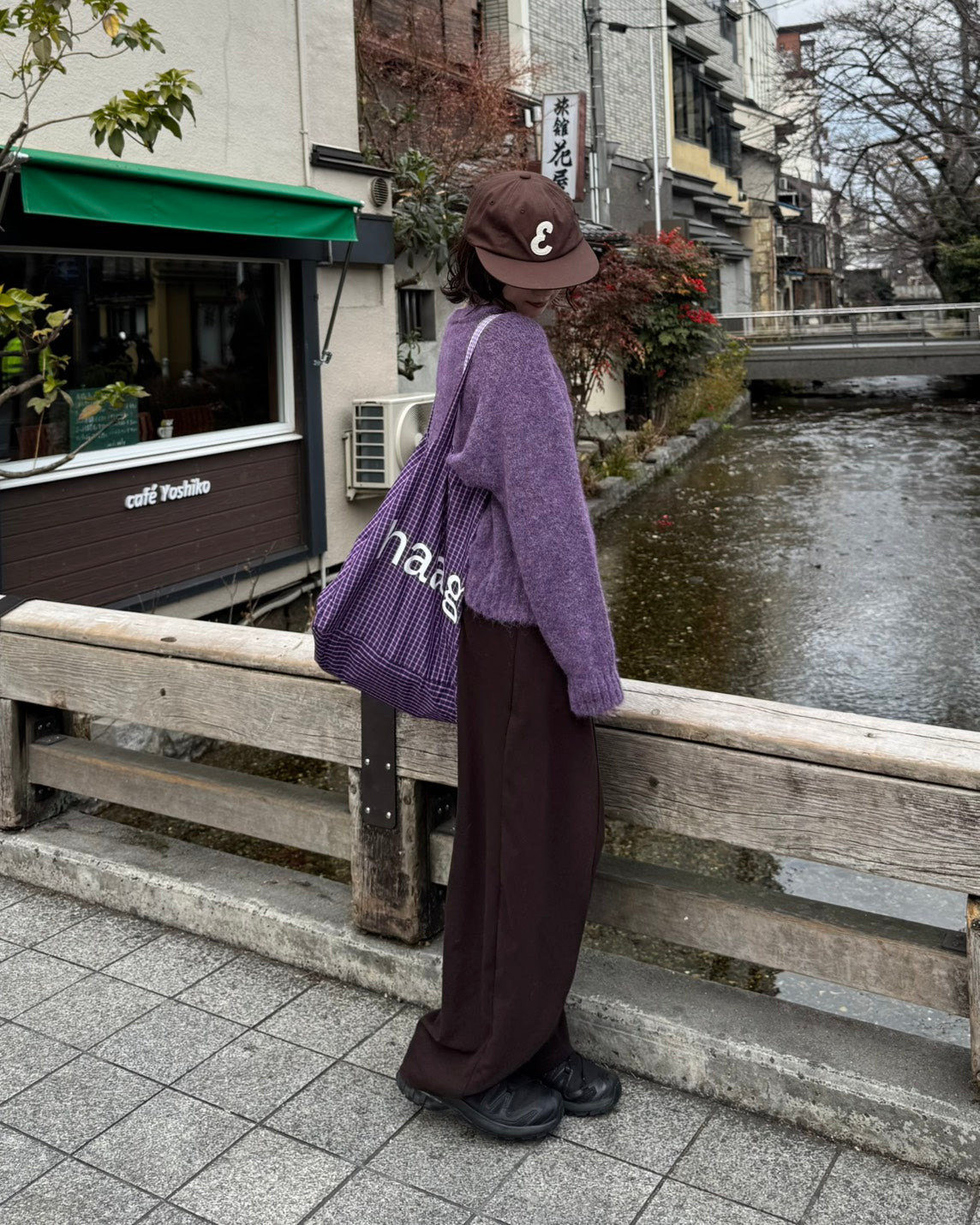 グレープチェックロゴトート TH-009