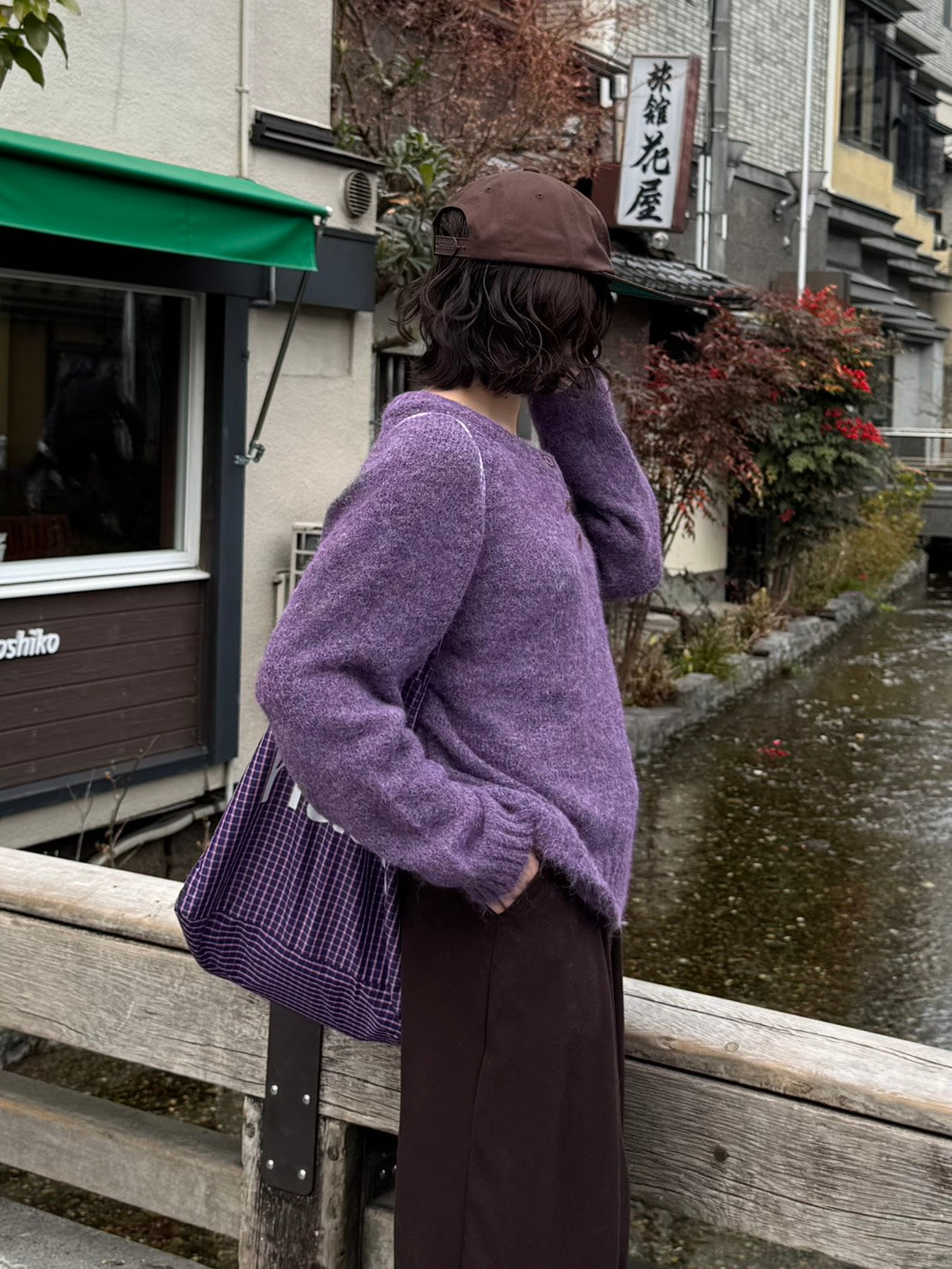 グレープチェックロゴトート TH-009