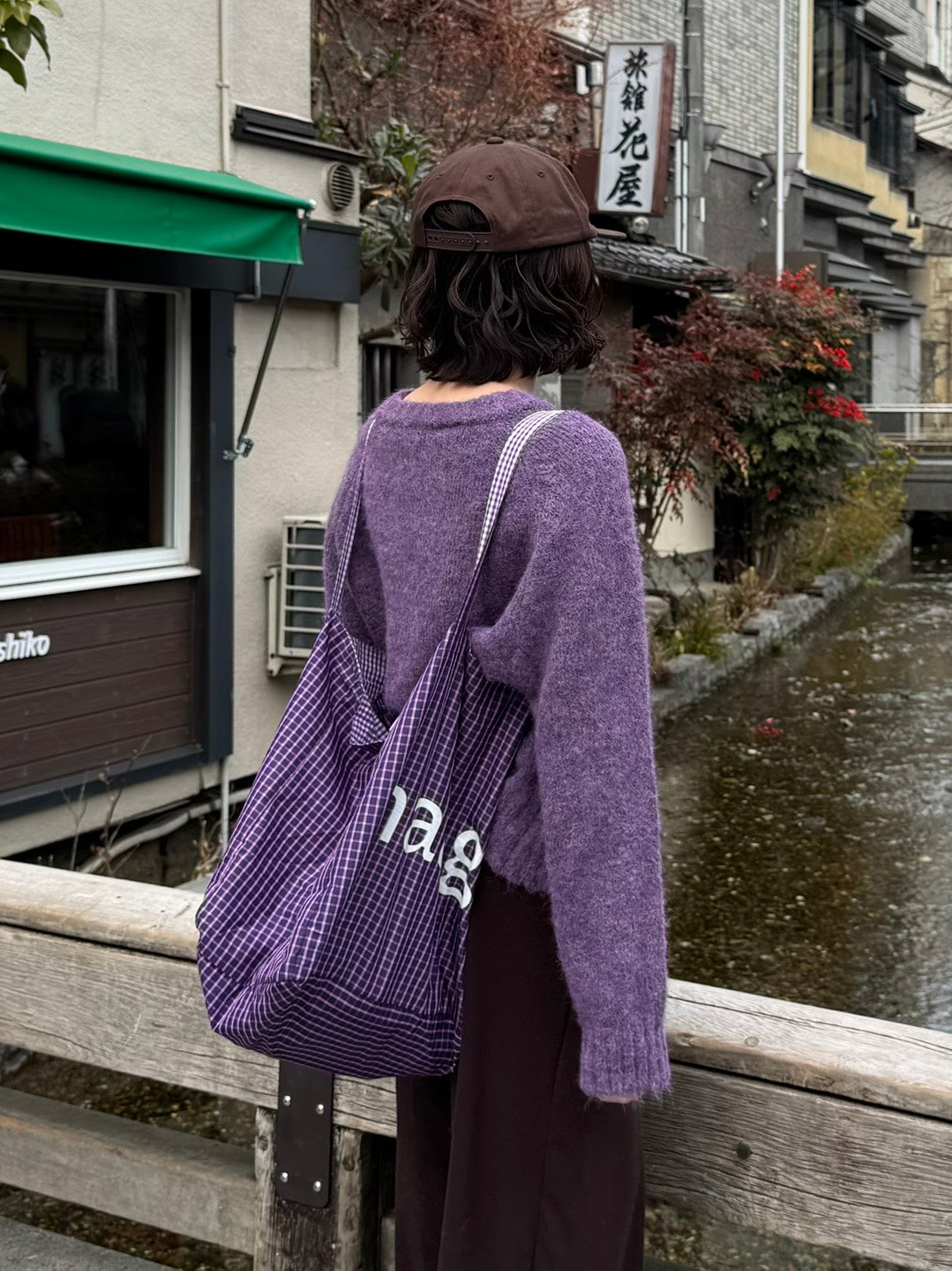 グレープチェックロゴトート TH-009