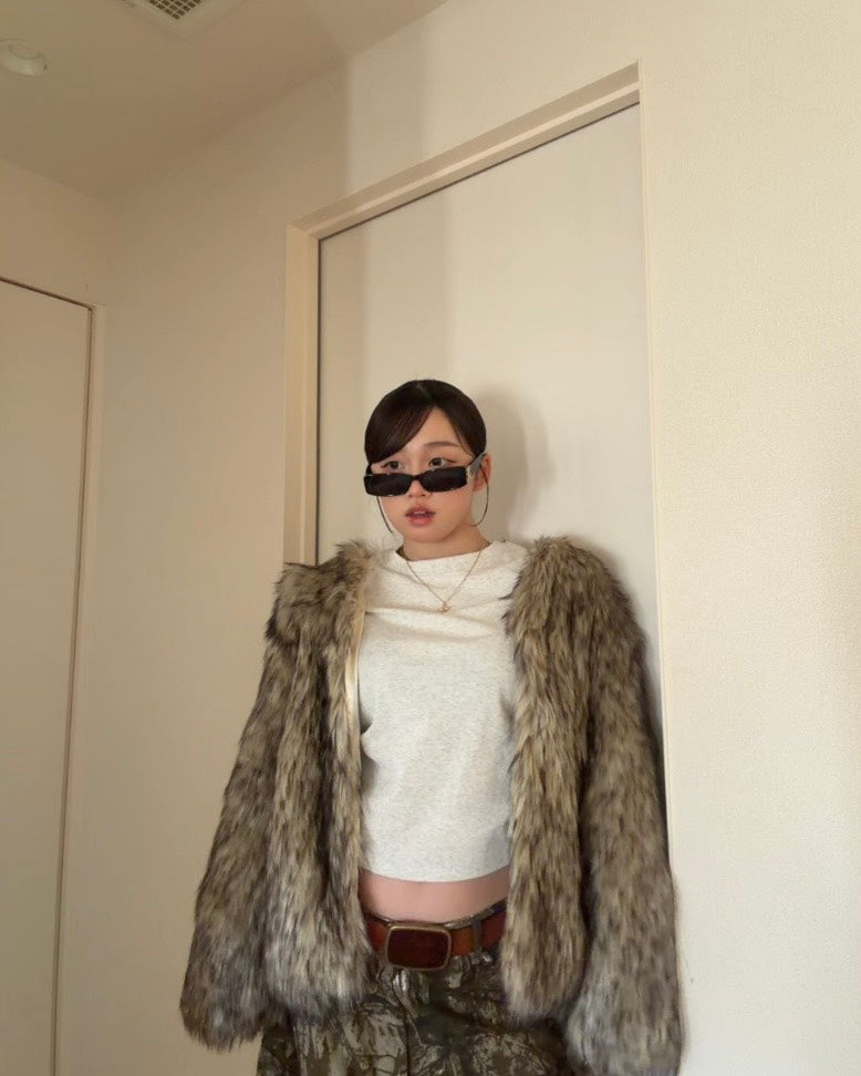 エコファーVネックショートジャケット CC-001