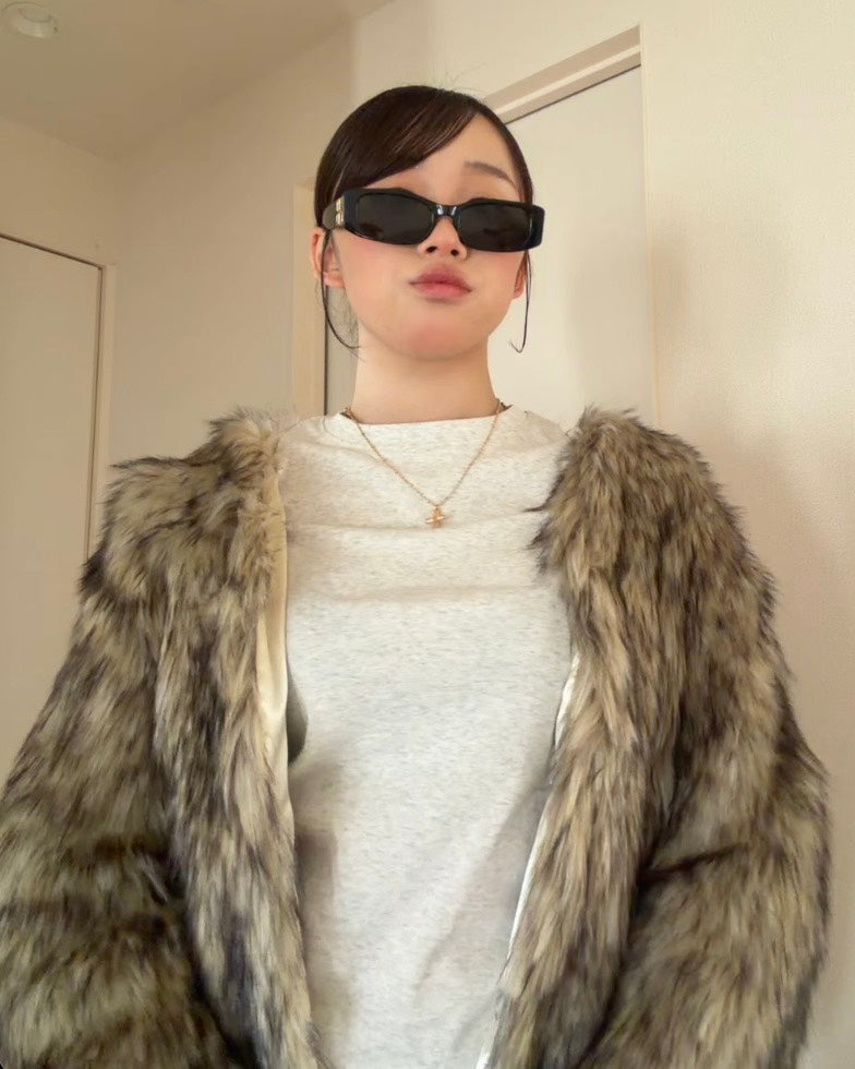 エコファーVネックショートジャケット CC-001