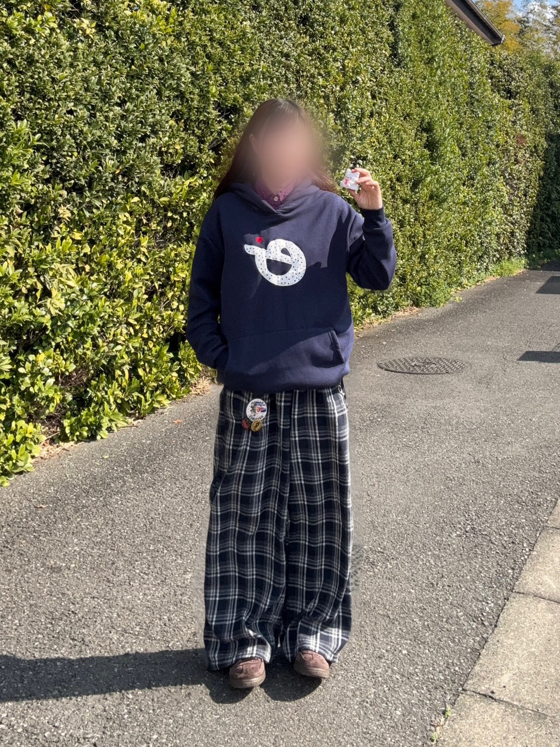 ドット刺繍ロゴ フーディー 裏起毛スウェット　EA-017