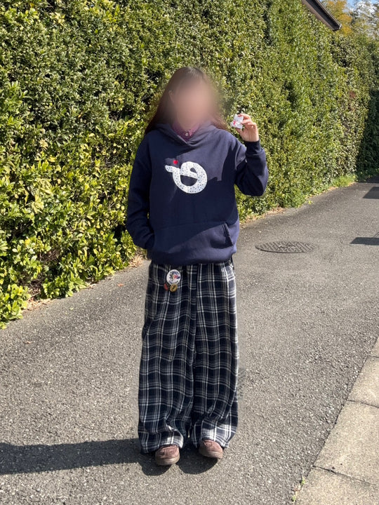 ドット刺繍ロゴ フーディー 裏起毛スウェット　EA-017