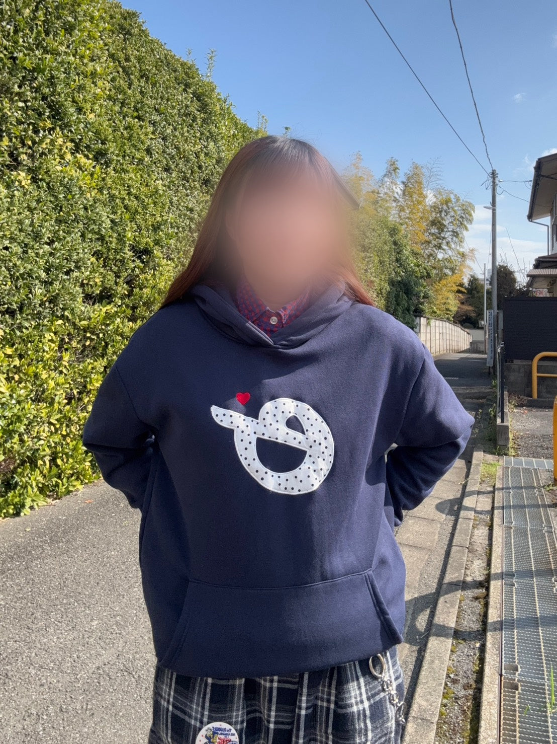 ドット刺繍ロゴ フーディー 裏起毛スウェット　EA-017