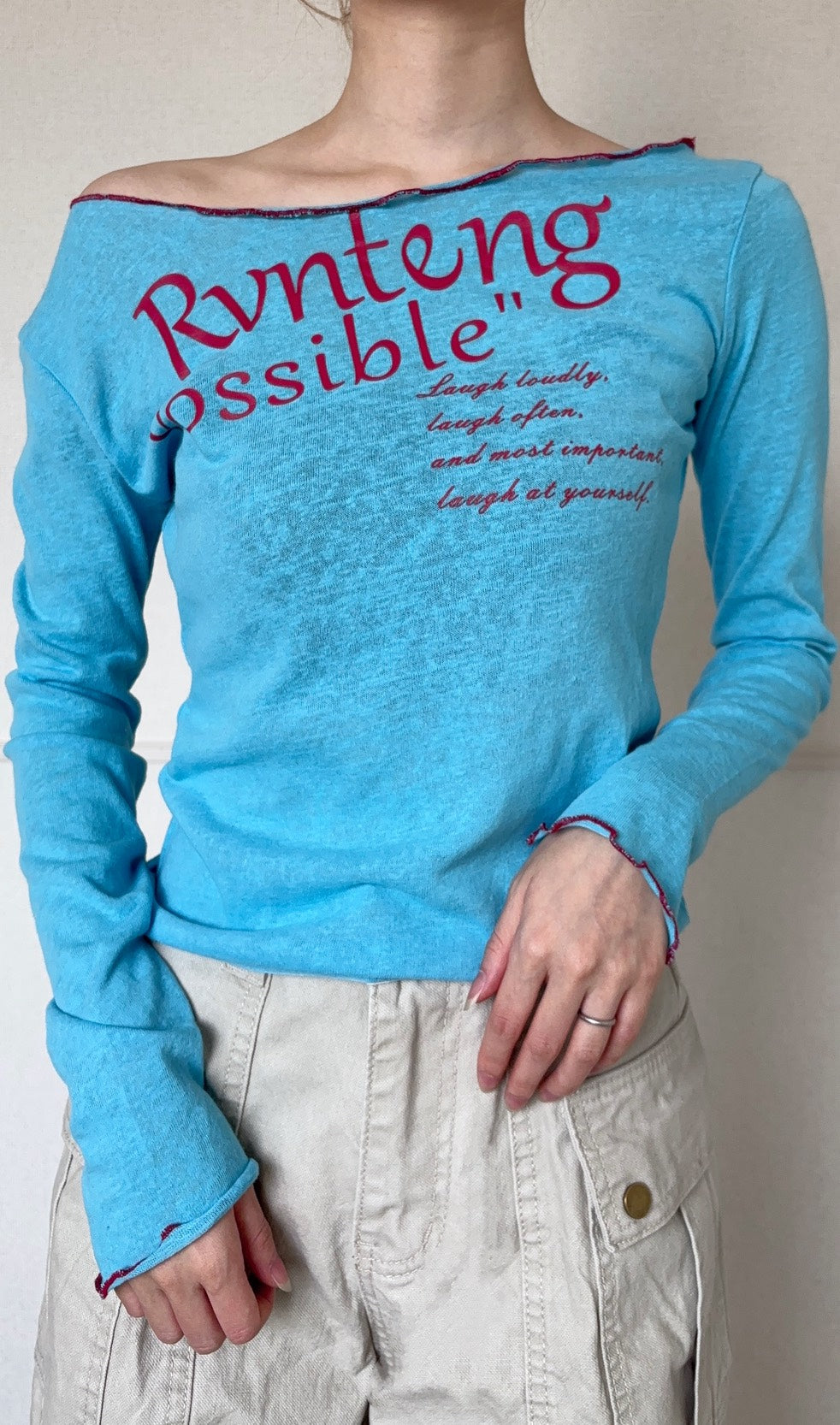 アメカジ フィット英字プリントロングスリーブT　SCK-050