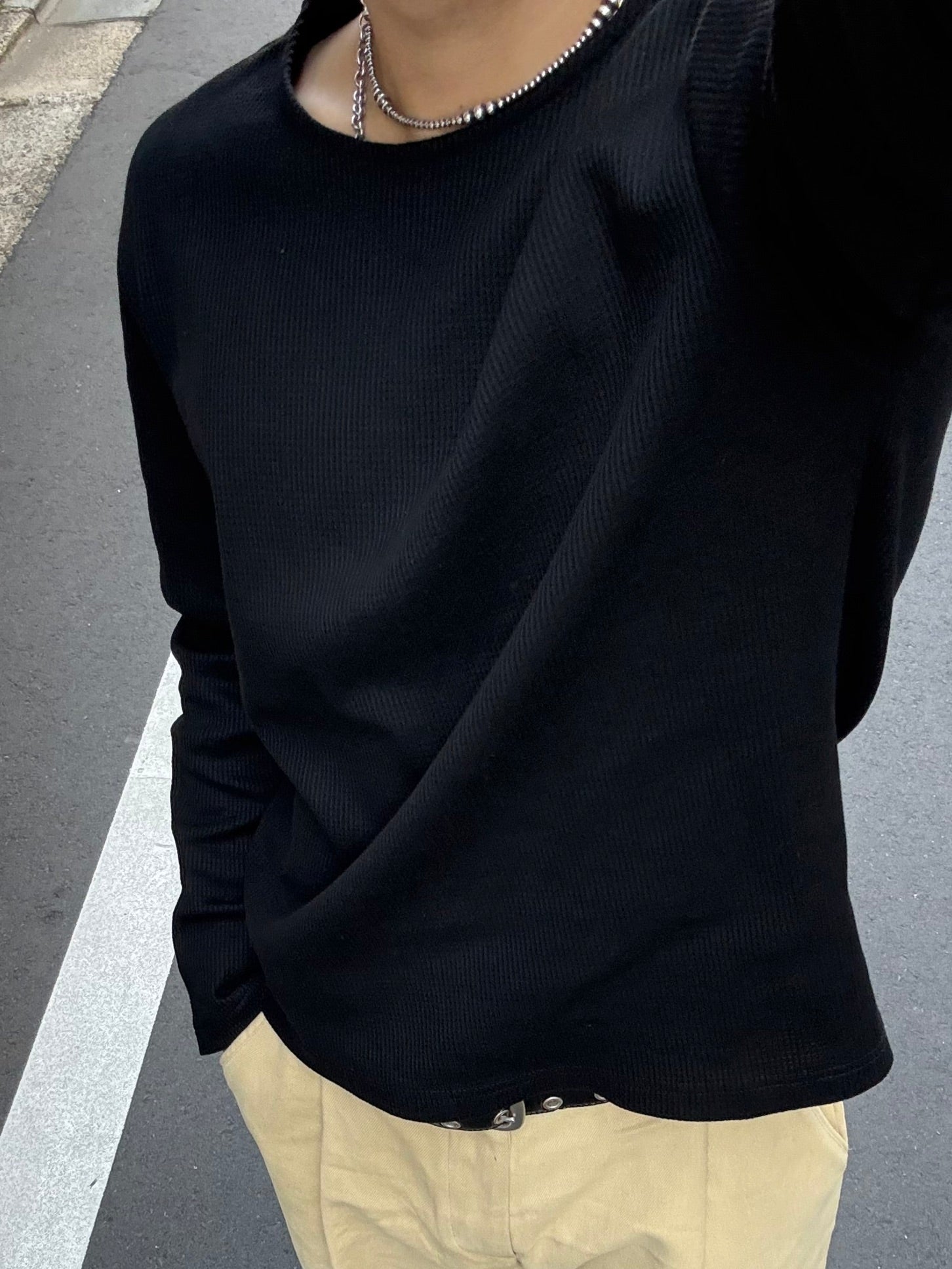 【JUUN.J】ティカラワッフルニット ロングスリーブ - ブラック JUUN.J】ティカラワッフルニット ロングスリーブ - ブラックの通販はau