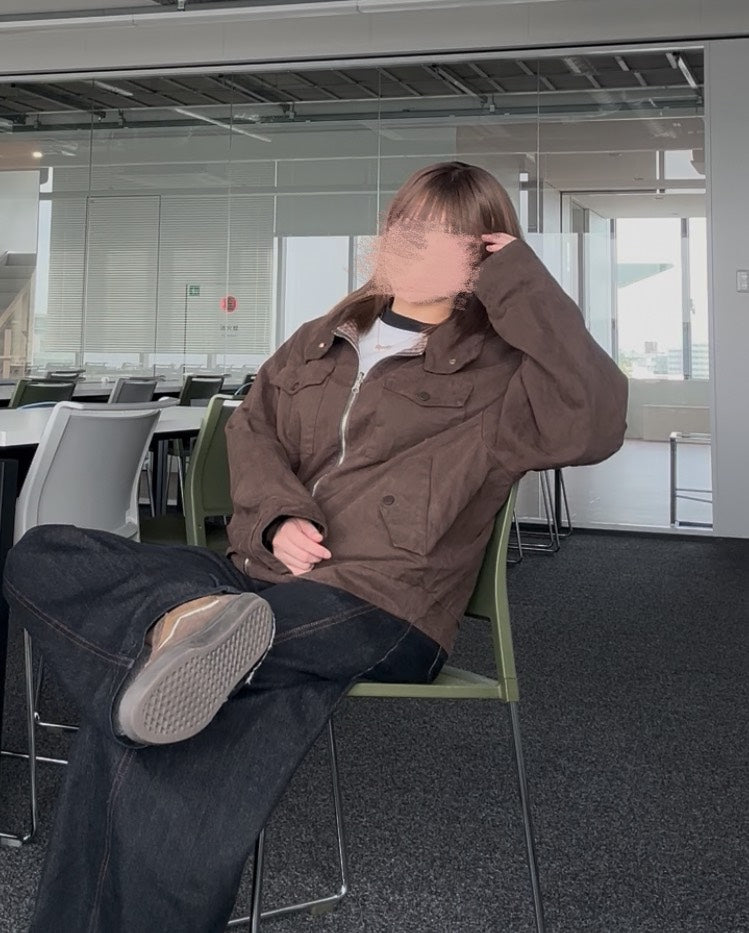 リバーシブル チェック×無地 ヴィンテージジップジャケット AT009