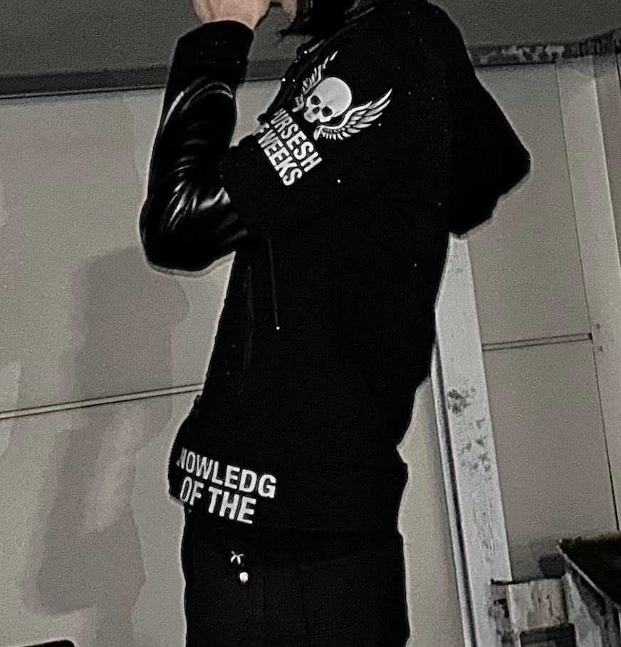スカル×レザースリーブ ゴシックジップジャケット　BDW008