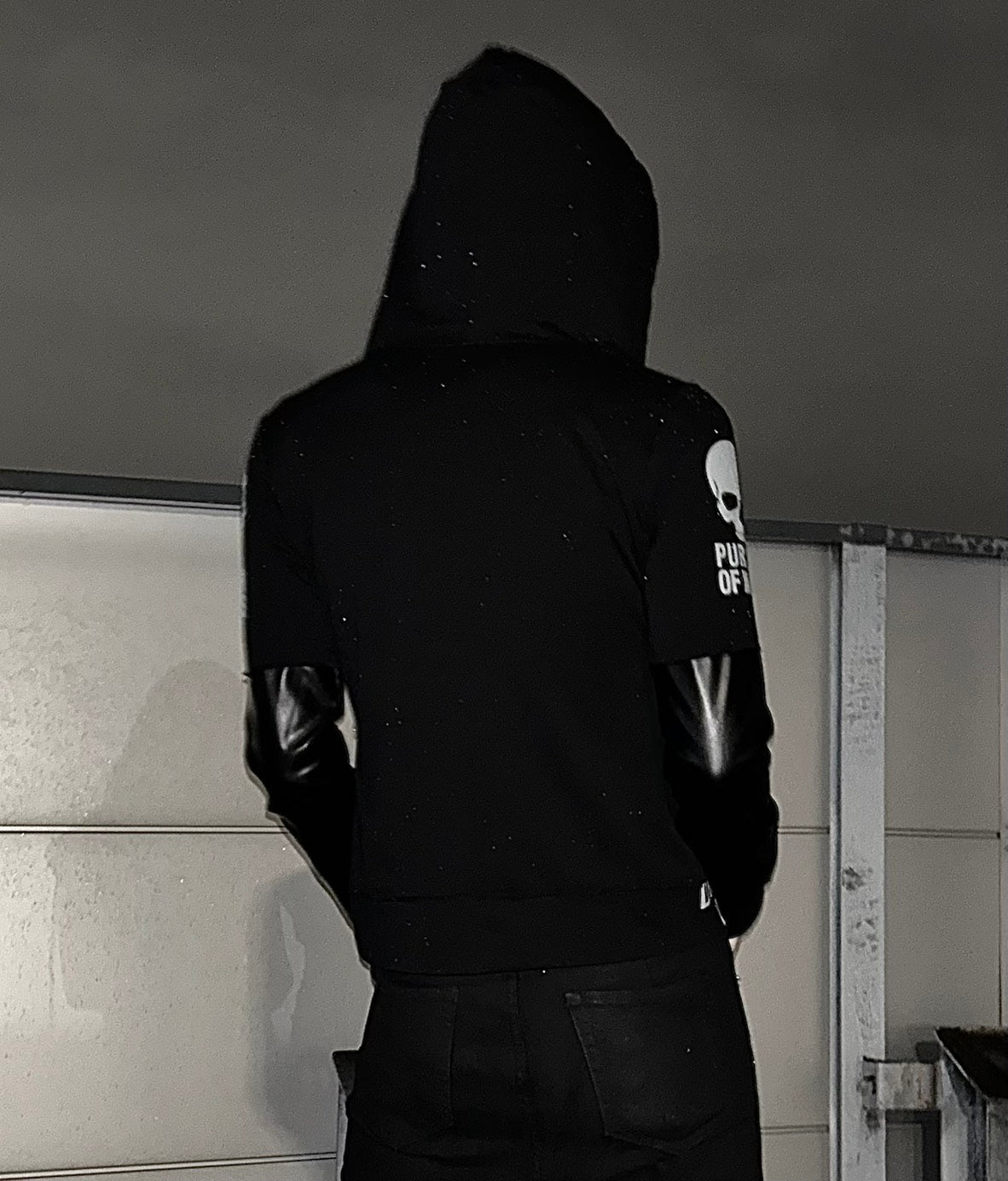 スカル×レザースリーブ ゴシックジップジャケット BDW008