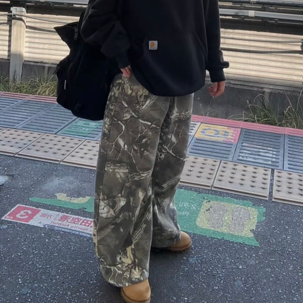 ヴィンテージウォッシュ ブランチカモワイドパンツ AT010