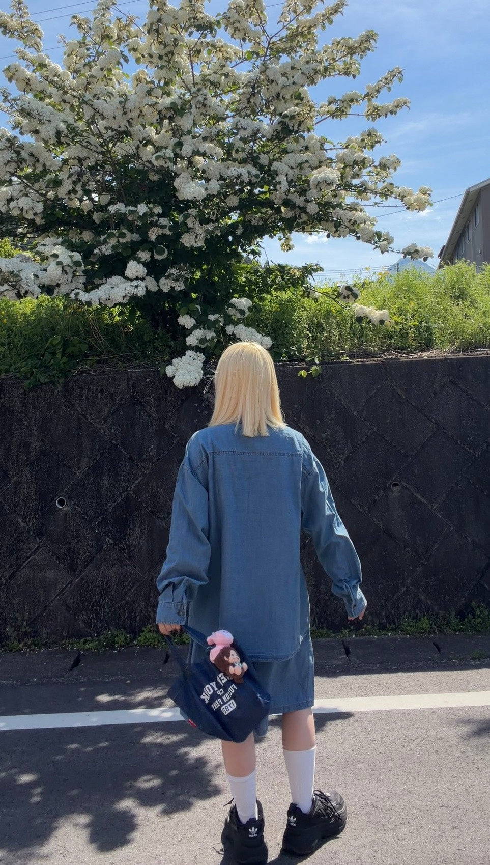 ウォッシュデニムシャツ×ショーツセット　GY-011
