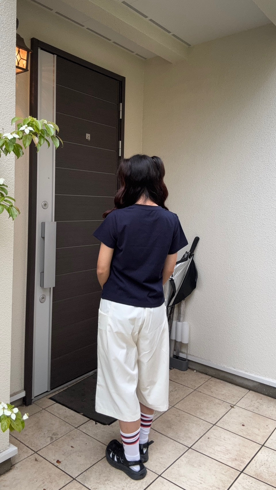 ホワイトワークテイストワイドシルエットハーフパンツ PC-020