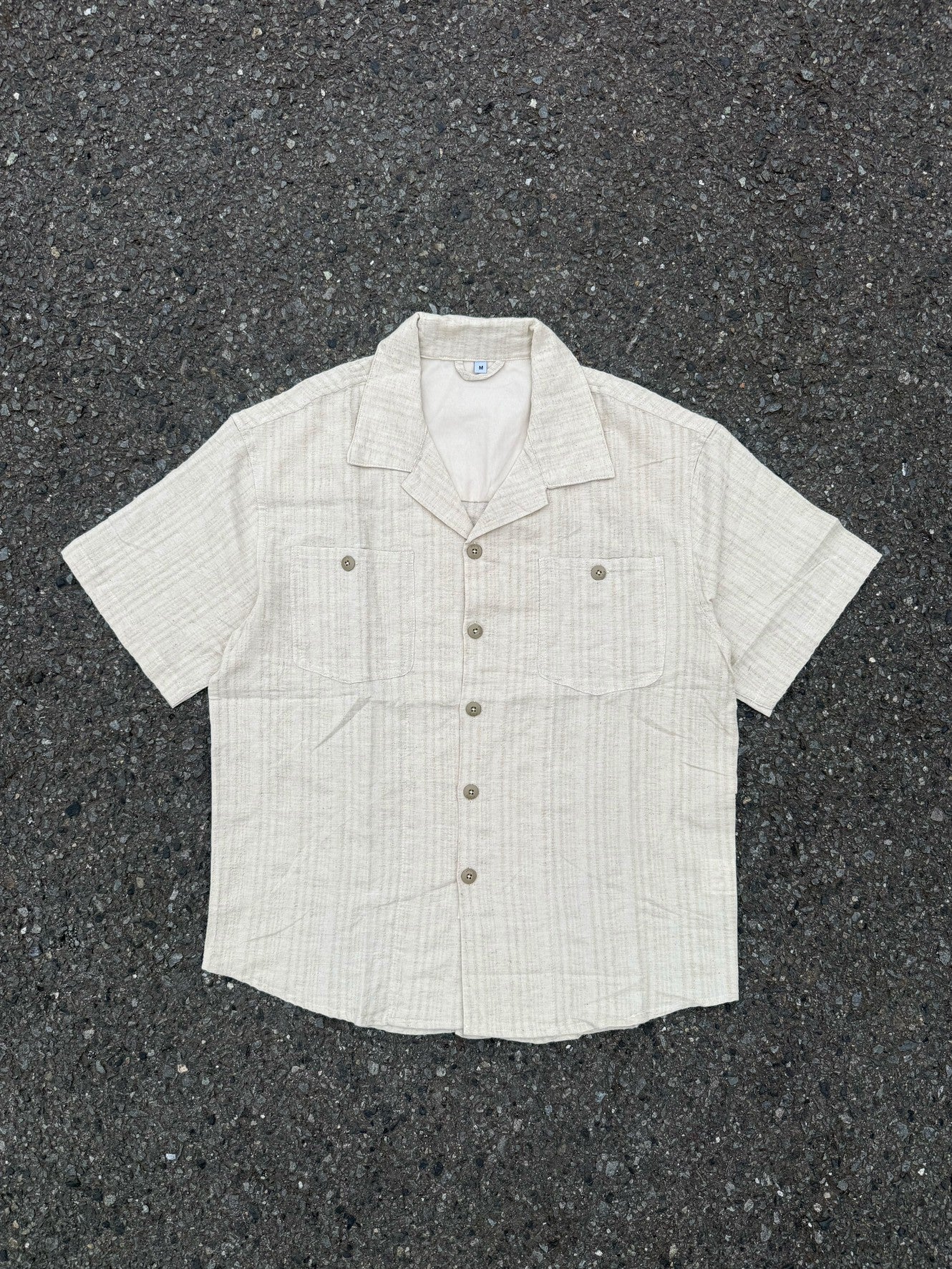 リネン混キューバカラー半袖シャツ　KO-020