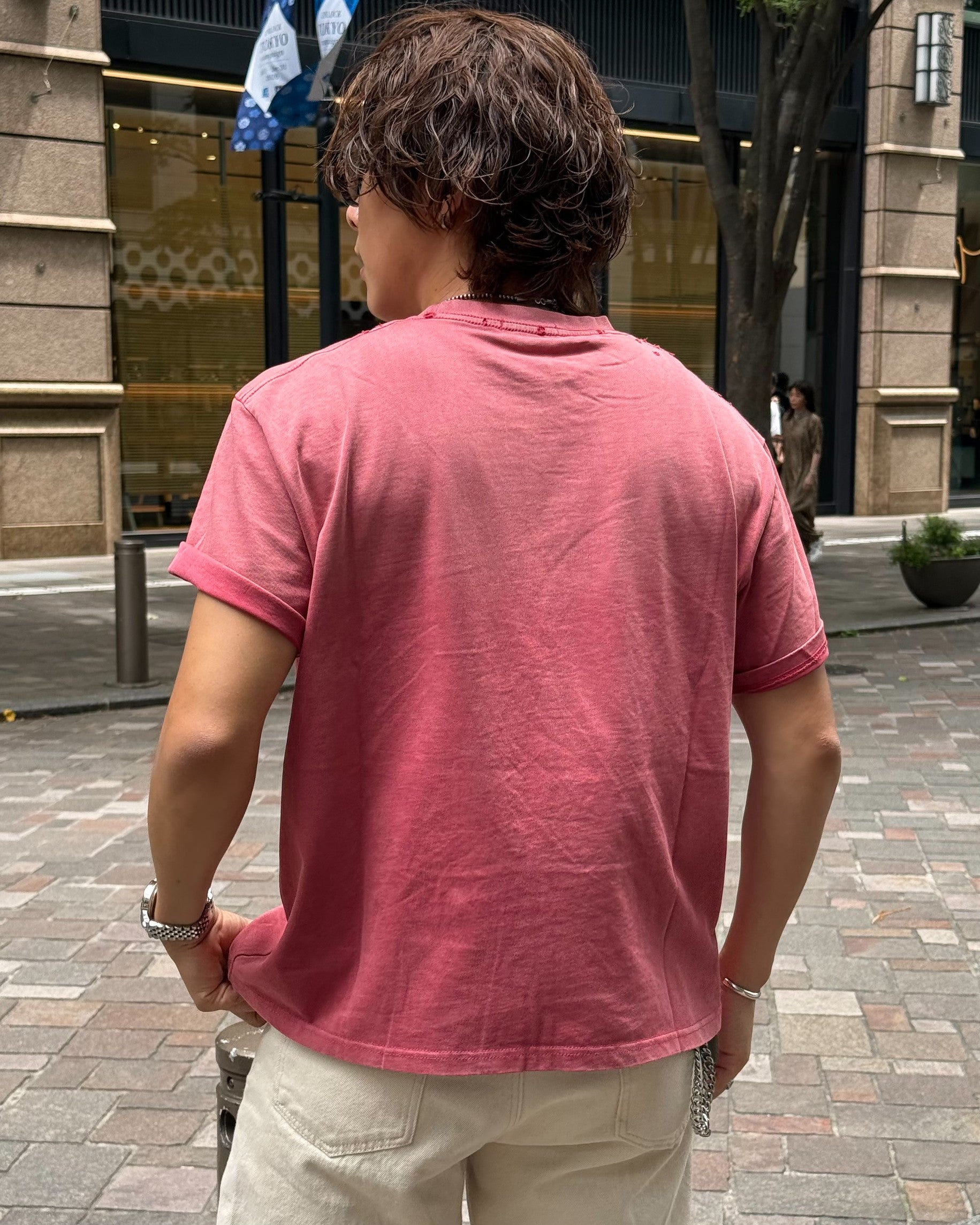 ロックプリントダメージ加工半袖Tシャツ KO-021