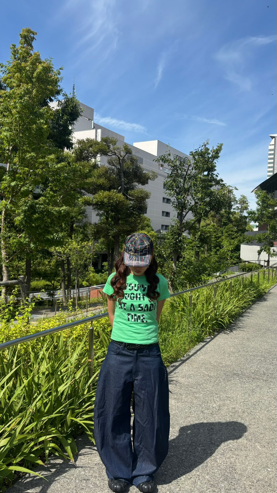 グリーンロゴプリント半袖フィットTシャツ PC-024