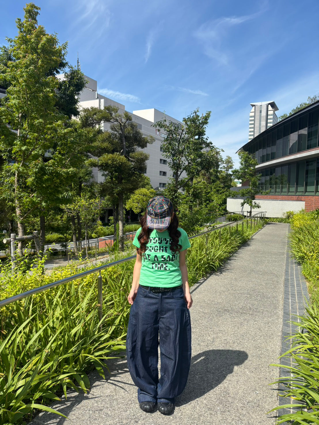 グリーンロゴプリント半袖フィットTシャツ PC-024