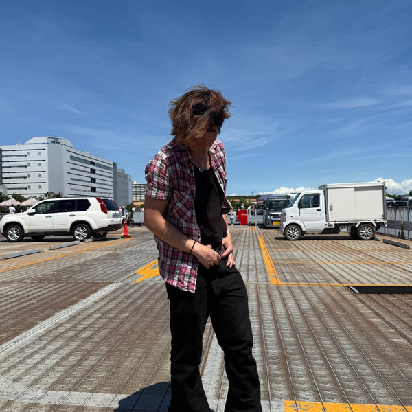 ブラックストレートフレアデニムパンツ PP008